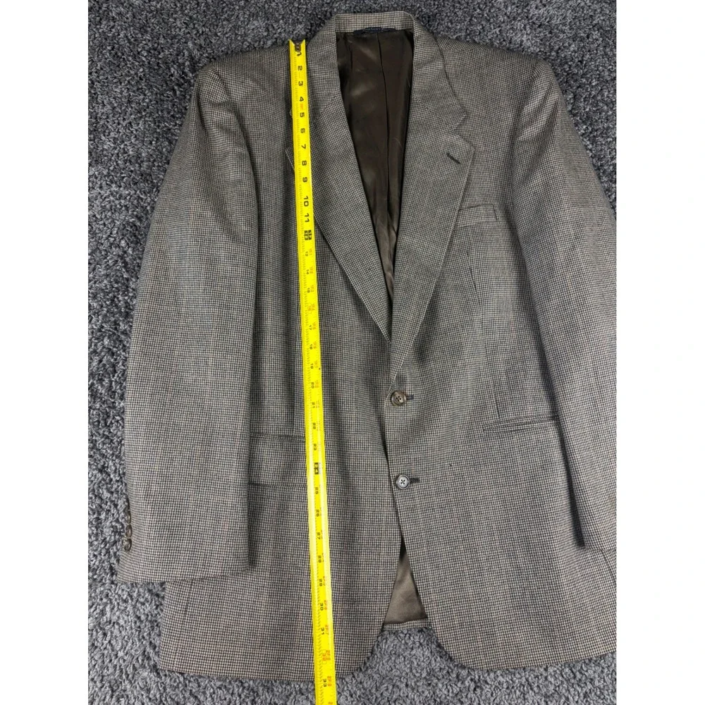 Burberrys Prorsum Vintage Mens 40L Wool Houndstooth Blazer Sport Coat Brown Tan